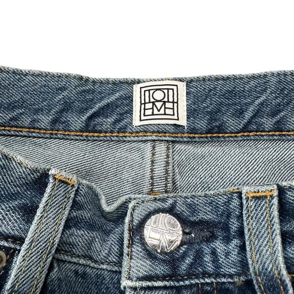 TOTEME Classic Cut Denim Medium Wash Ankle Frayed Denim Jeans Women's Size 27 - Picture 8 of 11